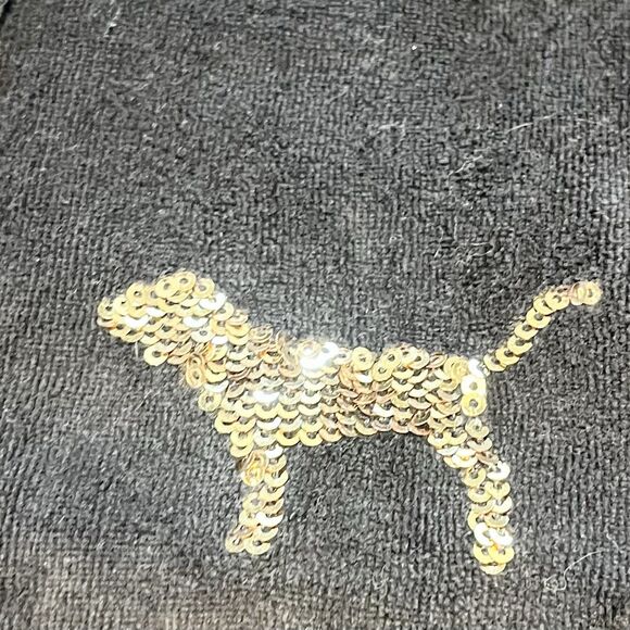 Victoria’s Secret Pink Hoodie Medium Black Gold Sequin Bling Vintage Full Zip - Picture 4 of 16